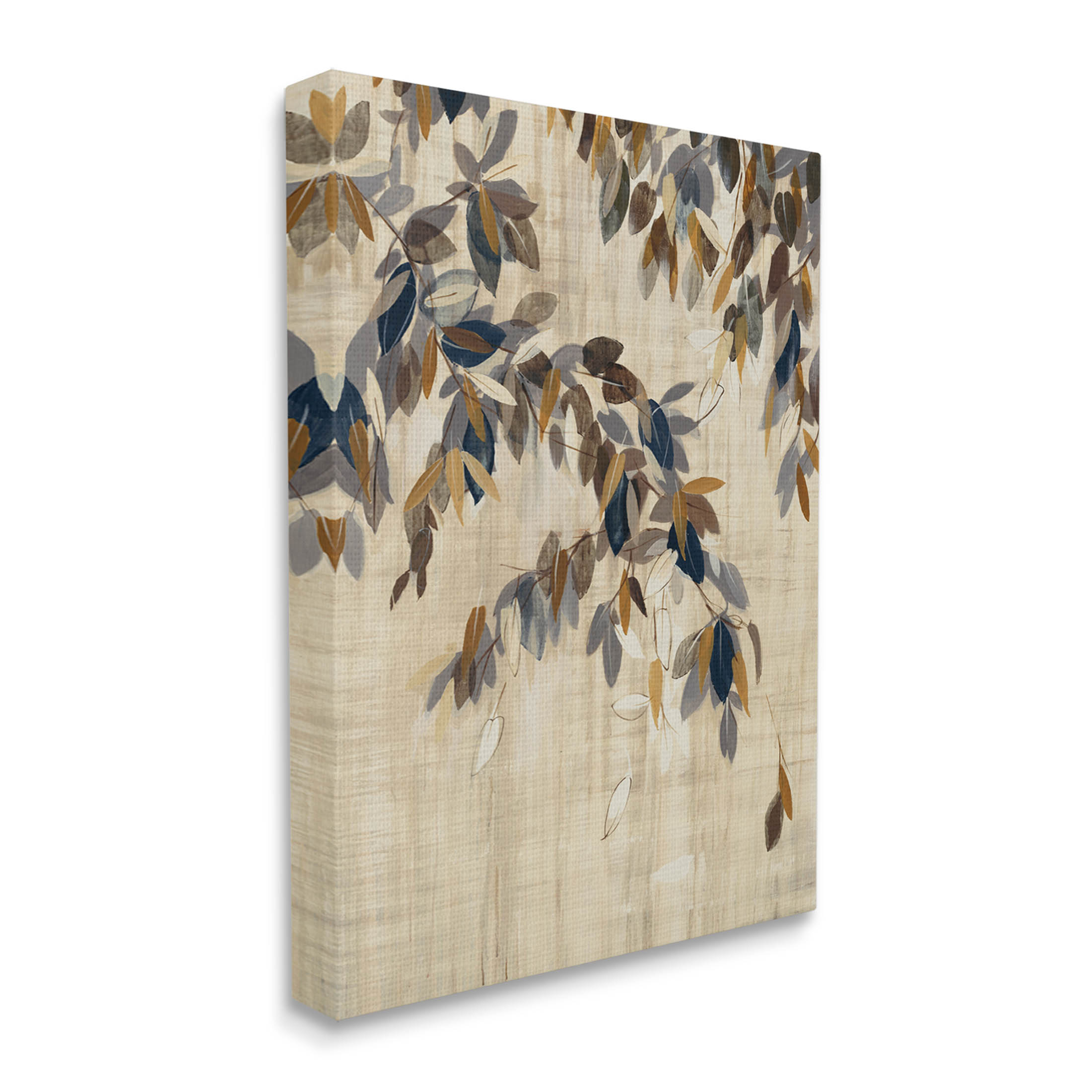 Boho Neutral Tree Leaves Botanical & Floral Graphic Art Gallery Wrapped Canvas Print Wall Art