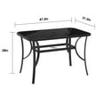 thumbnail image 5 of Soges Outdoor Tempered Glass Table Patio Dining Table with Umbrella Hole Steel Frame 47 inch Black Glass, 5 of 7
