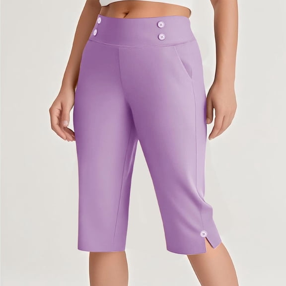 lmcalzta Dress Capri Pants for Women High Waisted Stretch Summer Slacks Golf Dress Work Pants(S-5XL)