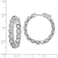 thumbnail image 4 of Auriga 925 Sterling Silver Rhodium-plated 26 Stone 3mm CZ In/Out Hinged Hoop Earrings for Women, 4 of 6
