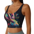 thumbnail image 5 of Sports Bra For Women, Colorful Patterned Rabbit Sports Bras For Women High Support, Workout Tank Tops Woman With Removable Cups, 5 of 8