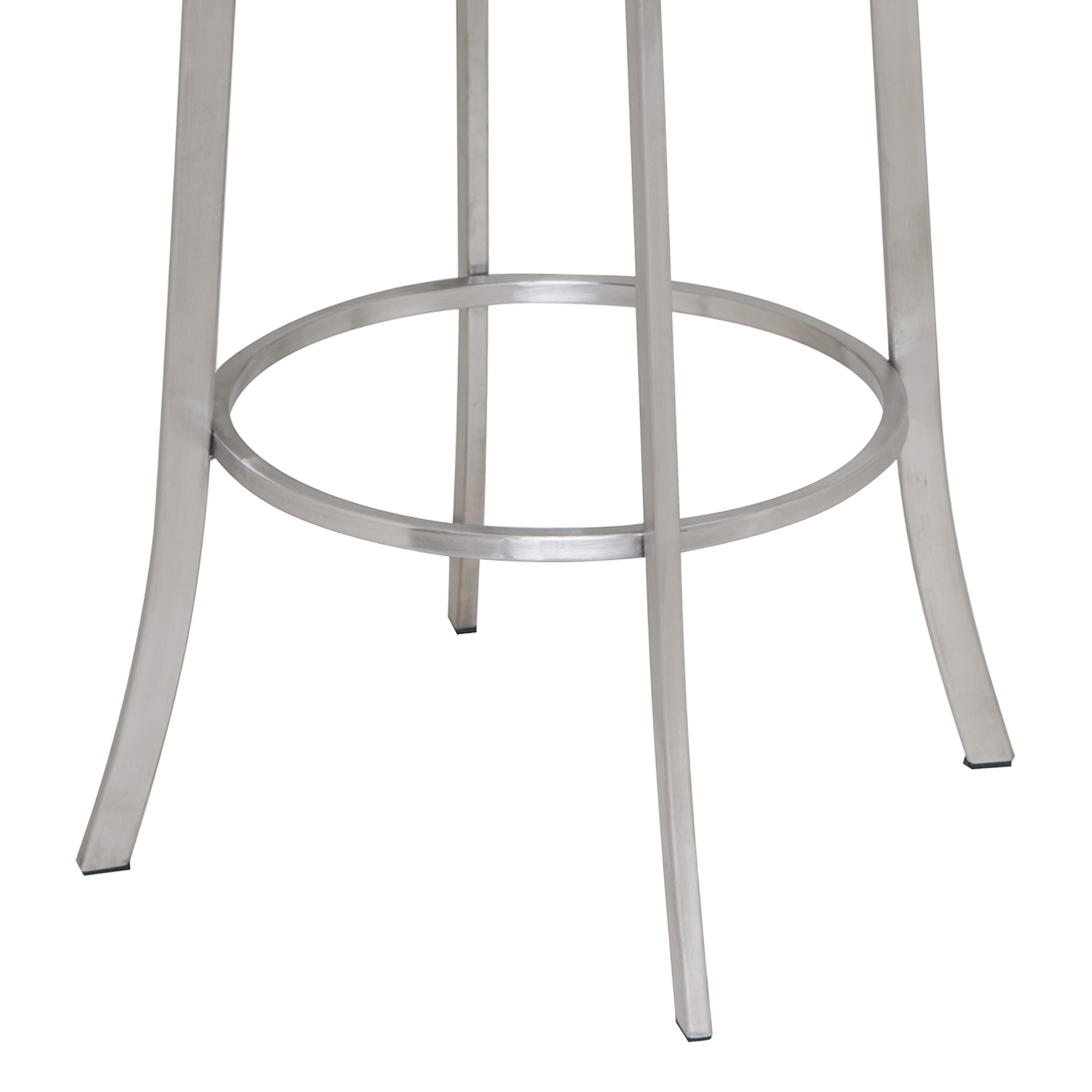 Armen Living Viper Barstool, Brushed Stainless Steel Finish with PU Upholstery
