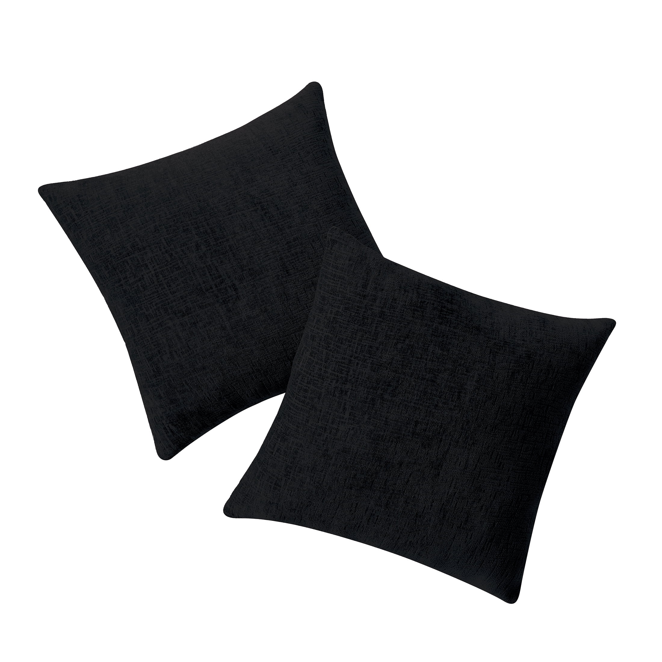Mainstays Solid Chenille Decorative Pillow Set, Black, 18" x 18", 2