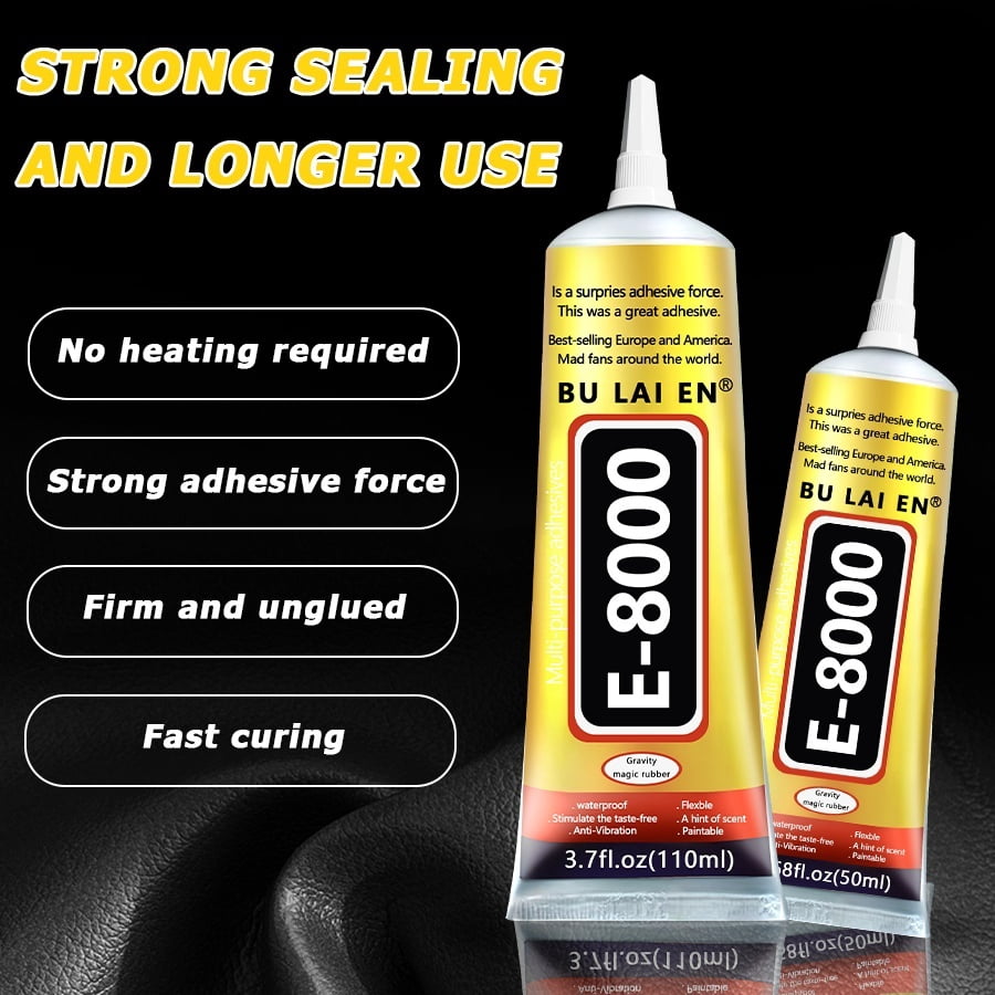 6 Count 110ml/3.7 Fl Oz E8000 Clear Multi-Purpose Adhesive Kit with Dotting Pens, Wax Pencil & Tweezer, for Jewelry Making, DIY Crafts and Home Daily Repair