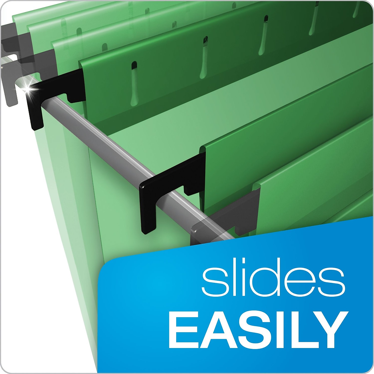 Pendaflex SureHook Hanging File Folder, Letter Size, 1/5 Cut Tabs, Bright Green, Pack of 20