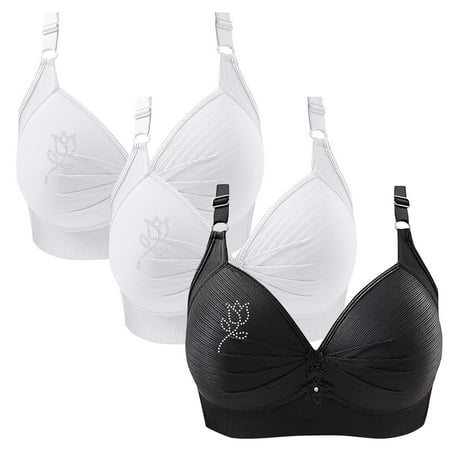 SNOWSONG Push Up Bras for WomenClearance! Wireless Bras Mixed Color 3-Pack Women s Seamless Breathable Lingerie Plus Size Non-Steel Ring Bra Bras for Women Comfy Bras for Women White 38