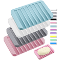 thumbnail image 1 of Jabonera autodrenante XianweiShao 4 jaboneras de silicona cascada blanco gris azul rosa, 1 of 1