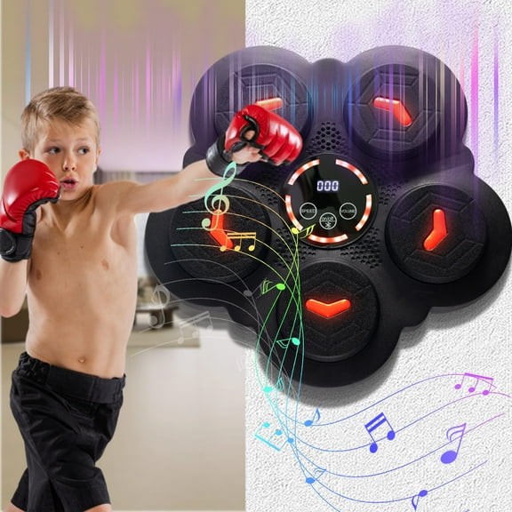Music Boxing Machine, Wall Mounted Smart Bluetooth Music Boxing Trainer, Electronic Boxing Target Workout Punching Equipment for Home, Indoor and Gym, with Fixed Stickers