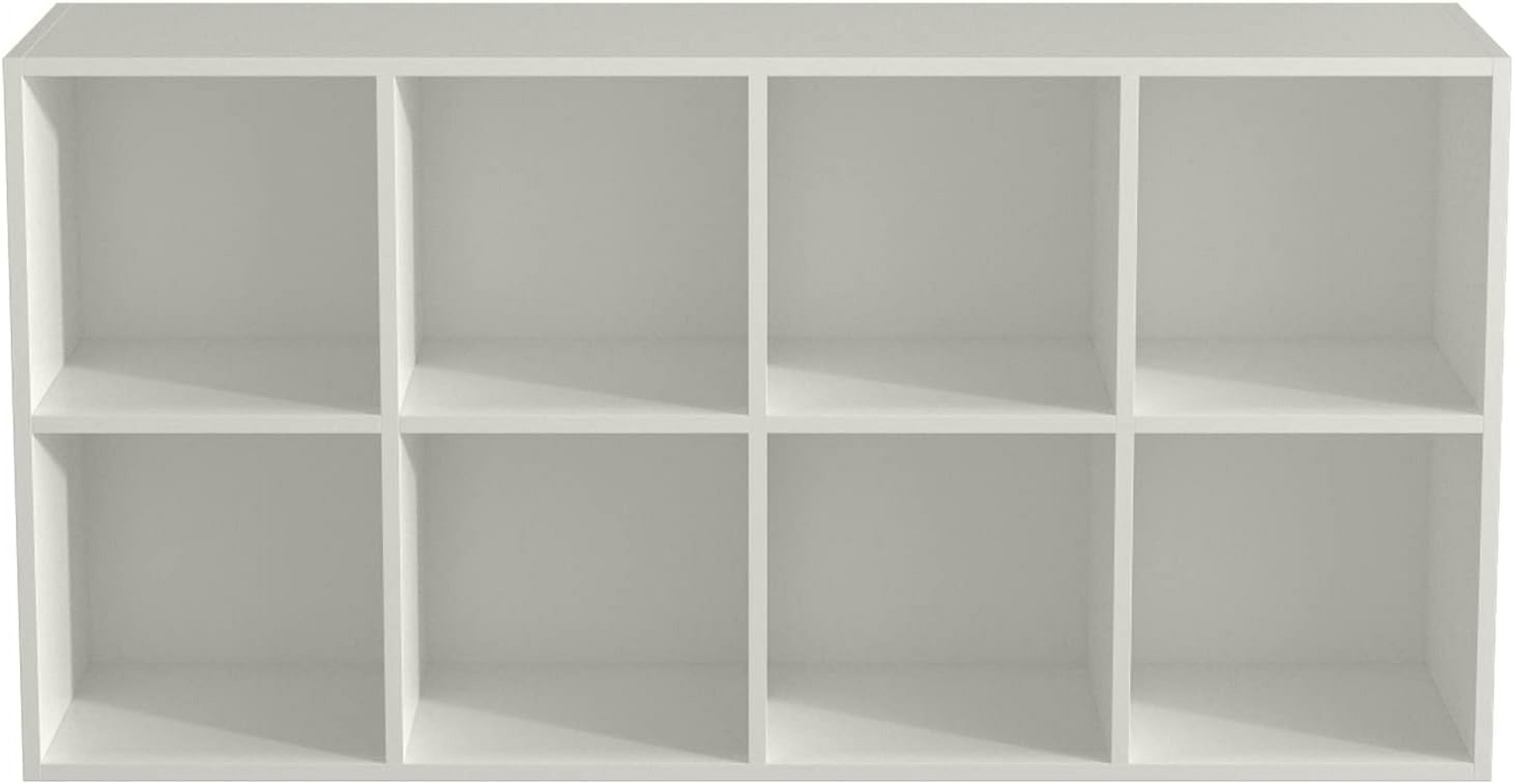 8-Cube Storage Shelf Bookcase - Wooden 4-Tier Floor Standing Open Bookshelf, Modern TV Stand up to 55 Inchs for Home and Office, Warm White