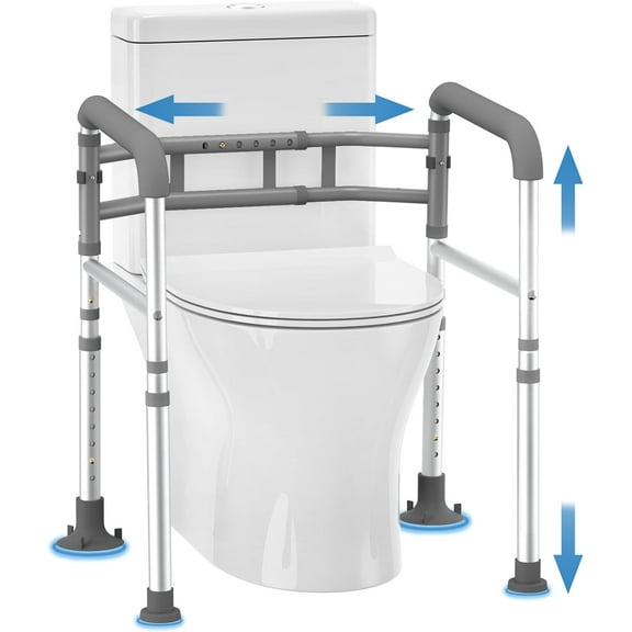 Toilet Safety Rails 350 lb FSA/HSA Eligible Height-Adjustable Toilet Frame Width-Adjustable Toilet Handles Foldable Toilet Rail Provides Support for Seniors