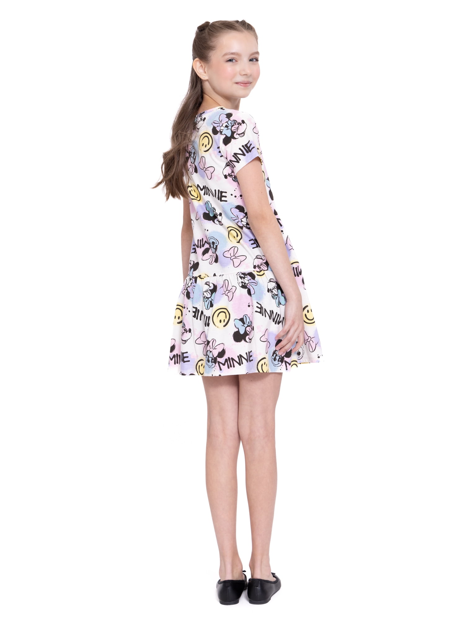 Disney Minnie Mouse Girls Short Sleeve Dress, Sizes 4-12