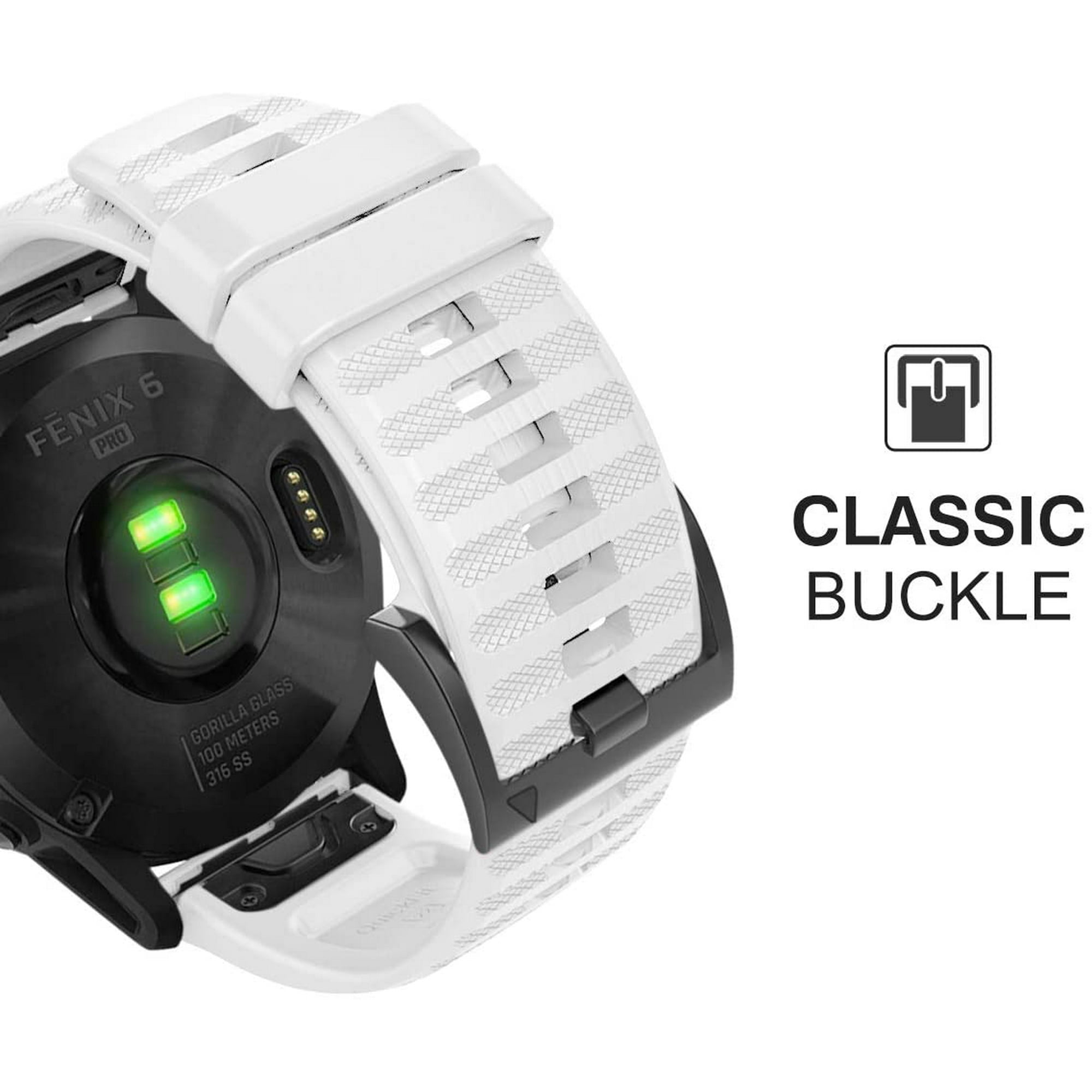 22mm Width Band Compatible with Garmin Fenix 6 6 Pro 5 5 Plus Forerunner 935 Forerunner 945 Approach S60 Quatix 6 Instinct Soft Silicone Adjustable Replacement Watch Strap White Walmart