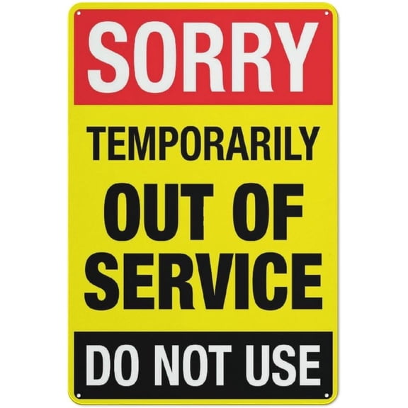 Sorry Temporarily Out Of Service Retro Vintage Sign Home Bar Pub Kitchen Restaurant Wall Deocr Plaque Signs 12X8Inch