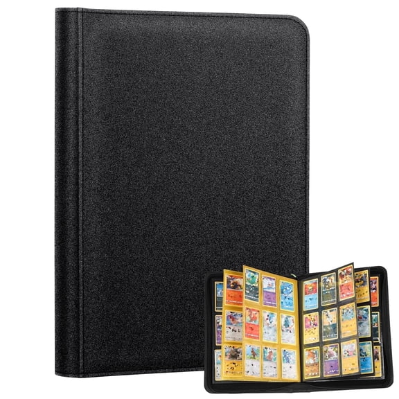 Tecfino Card Binder 9 Pocket Trading Card Zip Binder for 432 Cards, 24 Side-Loading Pages Folder for Baseball Football Sports Play Cards