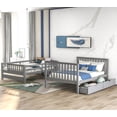 thumbnail image 2 of Full Over Full Bunk Bed with Shelves & 6 Storage Drawers, Solid Wooden Bunk Bed Frame with Storag Staircase & Safety Guardrail, Detachable Bunk Beds for Kids Teens Adults, Gray, 2 of 9