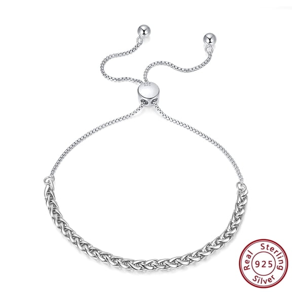 AQYYI Italian 925 Sterling Silver Adjustable Sliding Chopin Chain Bracelet for Women, Handmade in Italy