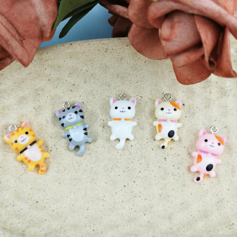 10Pcs Resin Cat Cute Animal Charms Pendant DIY Making Earring Jewelry CraF2 