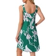 thumbnail image 3 of Noche de inspiración para mujeres, camisón sin mangas, pijama impreso, camisetas de cuello redondo, vestido de tirantes con tirantes anchos y bolsillos, XL, flores verdes, 3 of 6