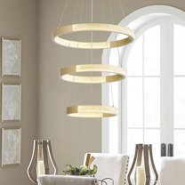Vanity Art 3 Light Unique Tiered LED Chandelier Lighting | Modern Hanging Lights, Circular Ceiling Lights Fixtures for Dining Room Living Room Bed Room Kitchen SYLED1013-BD