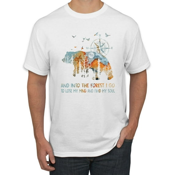 Wild Bobby, And Into The Forest I Go To Lose My Mind, Animal Lover, Men Graphic Tee, White, 3X-Large