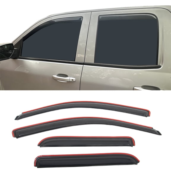 Ikon Motorsports In-Channel Window Visors for 2014-2019 Chevy Silverado 1500 2500 3500 HD Extended Cab Acrylic Smoke Rain Deflectors 4PCS