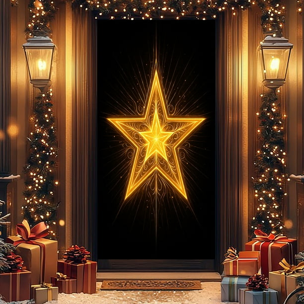 Cortinas para puertas, adornos navideños, decoración navideña, cortina para puertas, cubierta para puertas, diseño de escena navideña, fondo, adornos navideños, decoraciones navideñas para exteriores,