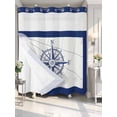 thumbnail image 4 of Blue Compass Nautical No Hook Shower Curtain Waterproof, Bathroom Curtains with Snap in Liners and See Through Top Window, Coastal Abstract Art Retro Hotel Style Bathtub Curtains Shower 66"Wx72"L, 4 of 8