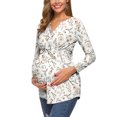 thumbnail image 2 of Edvintorg Nursing Clothes for Women Breastfeeding Fashion Flowers Leaf Print Long Sleeve Waistband Maternity Nursing Top Pregnant Clothes, 2 of 7