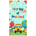 thumbnail image 1 of Colorful and Cheerful Preschool First Day Banner with School Bus Backpack Apple and Airplane Elements Backdrop for Photo Taking School Party Decorations Kids Event Photo Props, 1 of 4