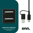 onn. MultiPort USB Hub with SD and microSD Card Reader