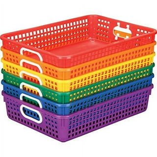 Classroom Storage Baskets, Colorful Paper Organizer Baskets Plastic Crayon  Pencil Storage Bins with Handles for Home Office School, 7.4 x 5.6 x 2.4