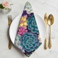 thumbnail image 2 of Cloth Napkins Set of 6 - 20x20 Inches, Desert Plants Washable Reusable Table Napkins, Succulents Botanical Green Purple Soft & Absortbent Dining Napkin for Party Wedding Hotel Restaurant, 2 of 9