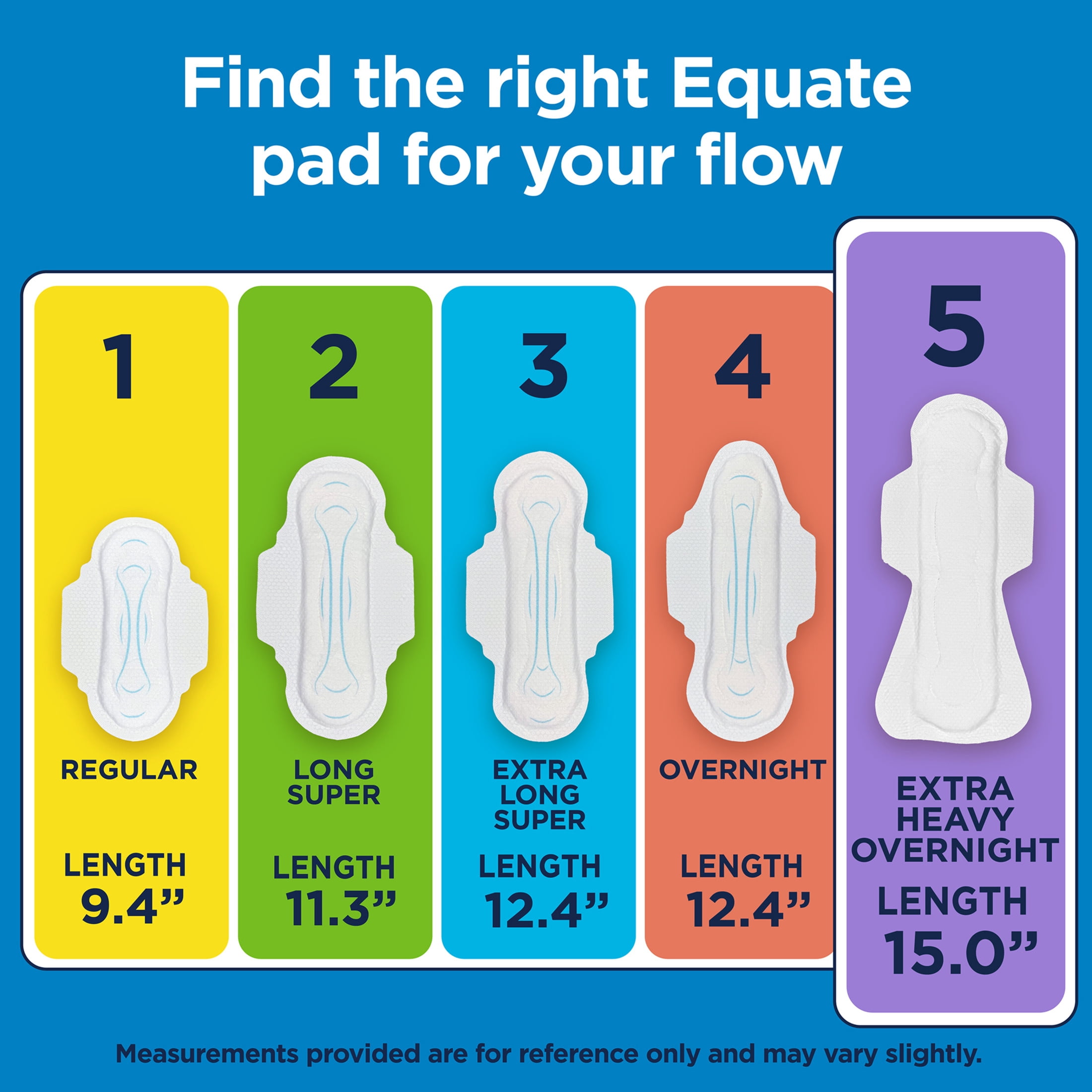 Equate Maxi Pads with Flexi-Wings, Extra Heavy Overnight Absorbency, Size 5, 60 Count