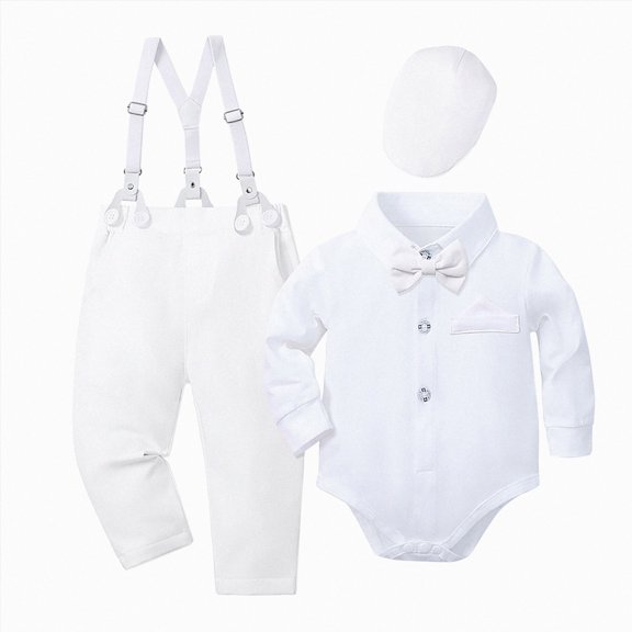 12-18 Months 3Pcs Infant Newborn Baby Boy Clothes Set With Hat Long Sleeve Romper Tops Suspender Pants Kids Gentleman Outfits Fall Winter Outfit 0 3 6 9 12 18 Months Infant Baby Outfits,Blue