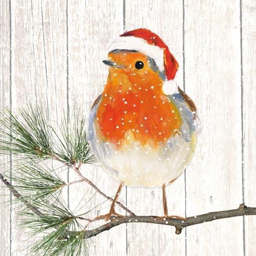 Winter Robin 20 Count Decorative Disposable Paper Cocktail Napkins