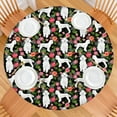 thumbnail image 2 of White Poodle Dog Hawaiian Floral Round Fitted Tablecloth with Elastic Edge,Dining Table Cover Waterproof,Outdoor Round Tablecloth for Camping,Dining,Indoor and Outdoor, 2 of 7