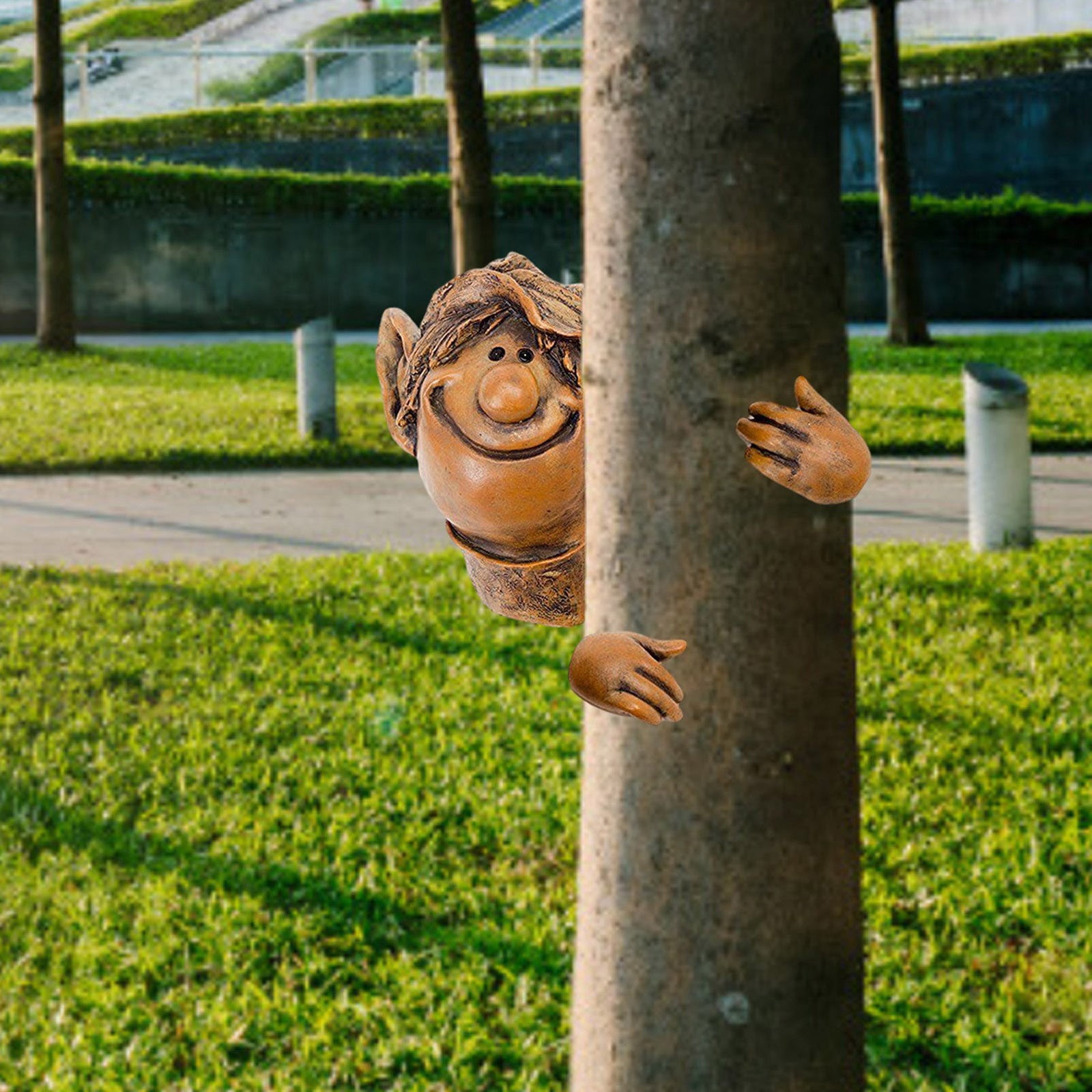 Garden Sculpture Garden Peeper Tree Hugger Polyresin Tree Sculpture Garden Peeker Yard Art For Outdoor Indoor Decoration Accessorie