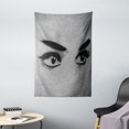 thumbnail image 1 of Eyelash Tapestry, Female Eyes Dramatic Looking Woman on Denim Texture Image Monochrome Grunge Display, Wall Hanging for Bedroom Living Room Dorm Decor, 40W X 60L Inches, Grey Black, by Ambesonne, 1 of 2