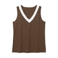 thumbnail image 4 of Linen Tank Tops for women Lace Sleeveless V Neck Tank Top Casual Loose Fit Blouse Size XL, 4 of 5