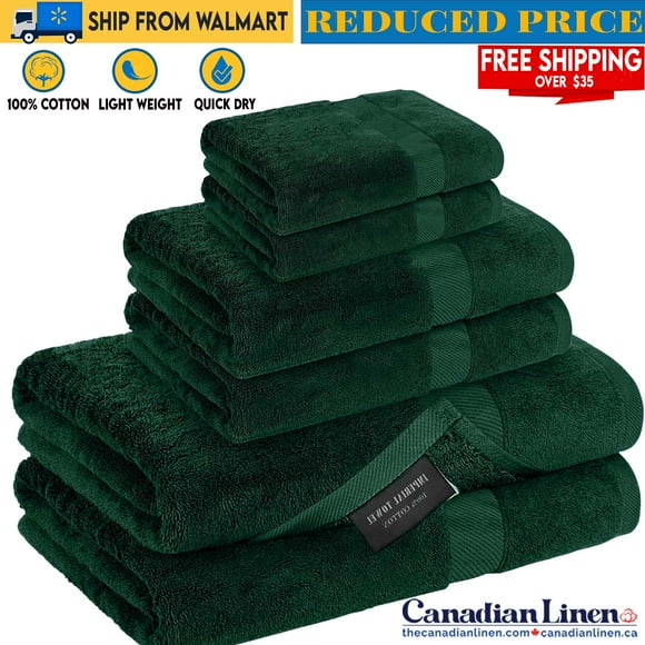 Canadian Linen Imperial Basic Bathroom Towel Set 6 Pieces Lightweight Quick Dry Thin 2 Bath Towels 2 hand Towels and 2 Washcloths 100% Cotton Towels Soft Absorbent Towel for Bathroom 6 Pack