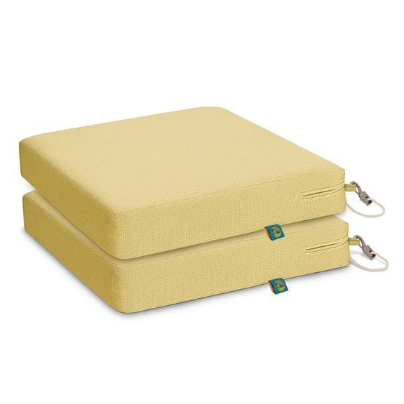 Duck Covers Weekend Water-Resistant 17 x 17 x 3 Inch Outdoor Dining Seat Cushion, Straw, 2-Pack