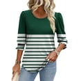 thumbnail image 4 of ICHUANYI Blouses for Women Dressy Casual 3/4 Length Sleeve Womens Tops Casual Smocked Cuffs Graphic Printed Fashion Shirts, 4 of 8