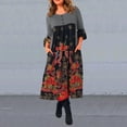 thumbnail image 1 of CHUANK Robe Jupe Femme Jeune Adulte Mode Positionnement Imprimée Manches Longues Longue avec Poches, 1 of 5
