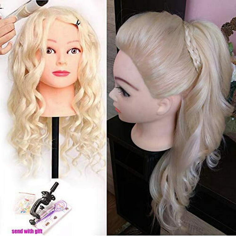 ZOMOI Mannequin Head Human Hair 70% Real Human Hair Cosmetology Doll Head  for Styling Makeup Mannequin Head for Practice(No makeup 27#)