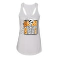thumbnail image 2 of Wild Bobby Pumpkin Spice Latte Skeleton Orange Black and White Halloween Women Racerback Tank Top, White, Medium, 2 of 6