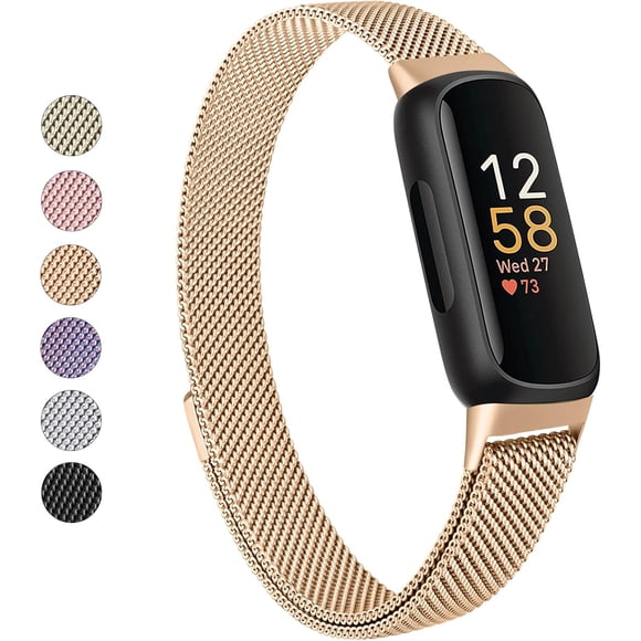 HCTian for Fitbit Inspire 3 Bands Women Men, Stainless Steel Metal Mesh Loop Adjustable Magnetic Wristband Replacement Straps Compatible with Fitbit Inspire 3 Fitness Tracker