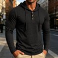 thumbnail image 2 of Ulitacool T Shirts For Mens Hooded Tee Shirts Long Sleeve Pullover Top With Pocket Blend Athletic Training Gym Workout Streetwear Comfortable Clothing Black, 2 of 8