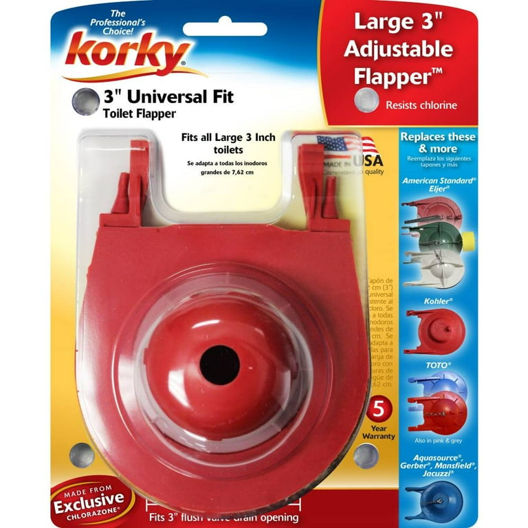 Korky Adjustable Flapper Universal Red Rubber Seal Stainless Steel