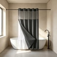 thumbnail image 5 of Waterproof Double Layer Shower Curtain, Waffle Weave Polyester Bath Curtain with Detachable Liner, Reinforced Grommet Top, Machine Washable, Standard Size for Bathtub and Shower Stall, 5 of 6