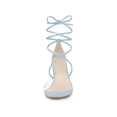 thumbnail image 6 of BLISSFUL STEP Women Lace Up Clear Strap Block Heels Sandals Sky Blue 7, 6 of 7